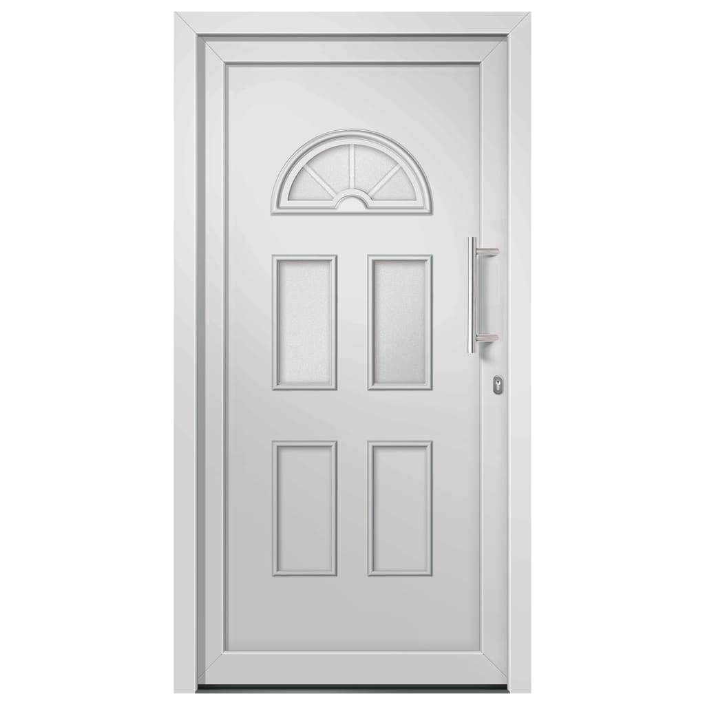 Porta d'Ingresso Bianca 110x210 cm - PVC con Vetro Isolante