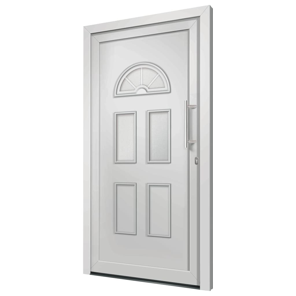 Porta d'Ingresso Bianca 110x210 cm - PVC con Vetro Isolante