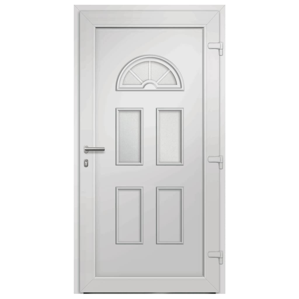 Porta d'Ingresso Bianca 110x210 cm - PVC con Vetro Isolante