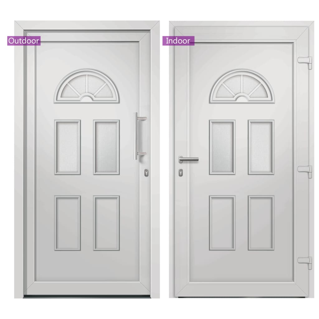 Porta d'Ingresso Bianca 110x210 cm - PVC con Vetro Isolante