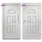 Porta d'Ingresso Bianca 110x210 cm - PVC con Vetro Isolante