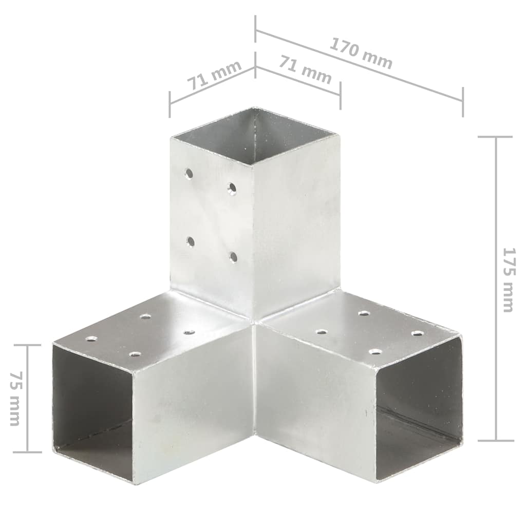 Connettori per Pali a Forma di Y Metallo Zincato 71x71 mm - 4 Pezzi