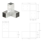 Connettori per Pali a Forma di Y Metallo Zincato 71x71 mm - 4 Pezzi