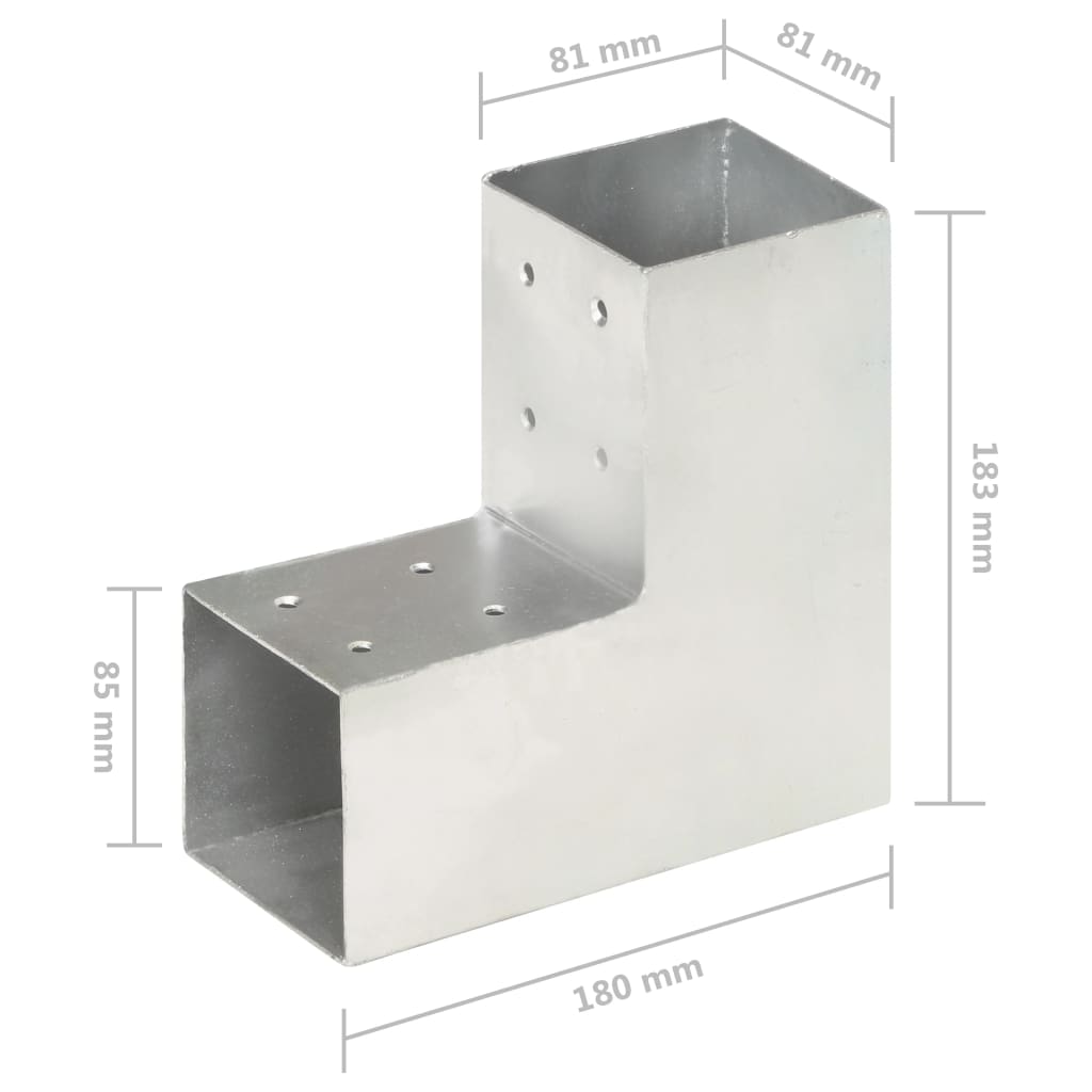 Connettore per Pali a Forma di L in Metallo Zincato 81x81 mm