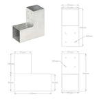 Connettore per Pali a Forma di L in Metallo Zincato 81x81 mm