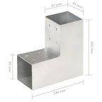 Connettori per Pali a Forma di L 4 pz Metallo Zincato 81x81 mm