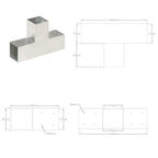 Connettori per Pali a Forma di T 4 pz Metallo Zincato 81x81 mm