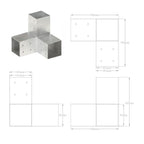 Connettori per Pali a Forma di Y 4 pz Metallo Zincato 81x81 mm