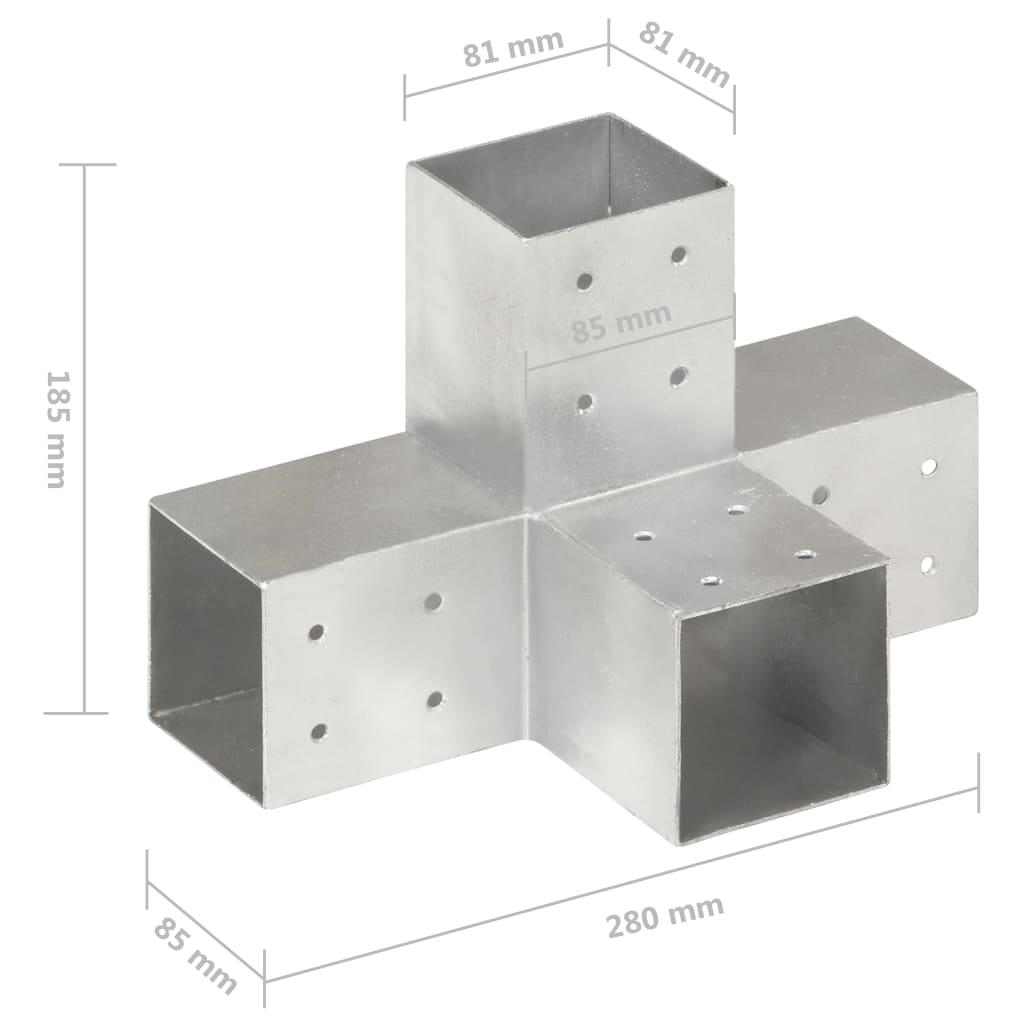 Connettore per Pali a Forma di X in Metallo Zincato 81x81 mm