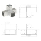 Connettore per Pali a Forma di X in Metallo Zincato 81x81 mm