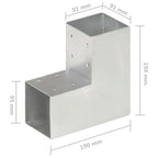 Connettore per Pali a Forma di L in Metallo Zincato 91x91 mm