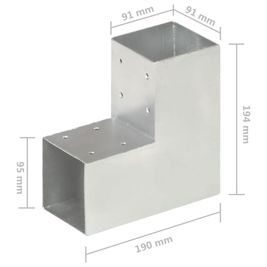 Connettore per Pali a Forma di L in Metallo Zincato 91x91 mm