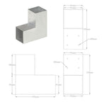 Connettori per Pali a Forma di L 4 pz Metallo Zincato 91x91 mm