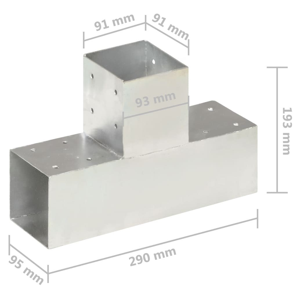 Connettore a T in Metallo Zincato per Pali 91x91 mm