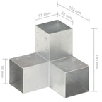 Connettori per Pali a Forma di Y 4 pz Metallo Zincato 91x91 mm
