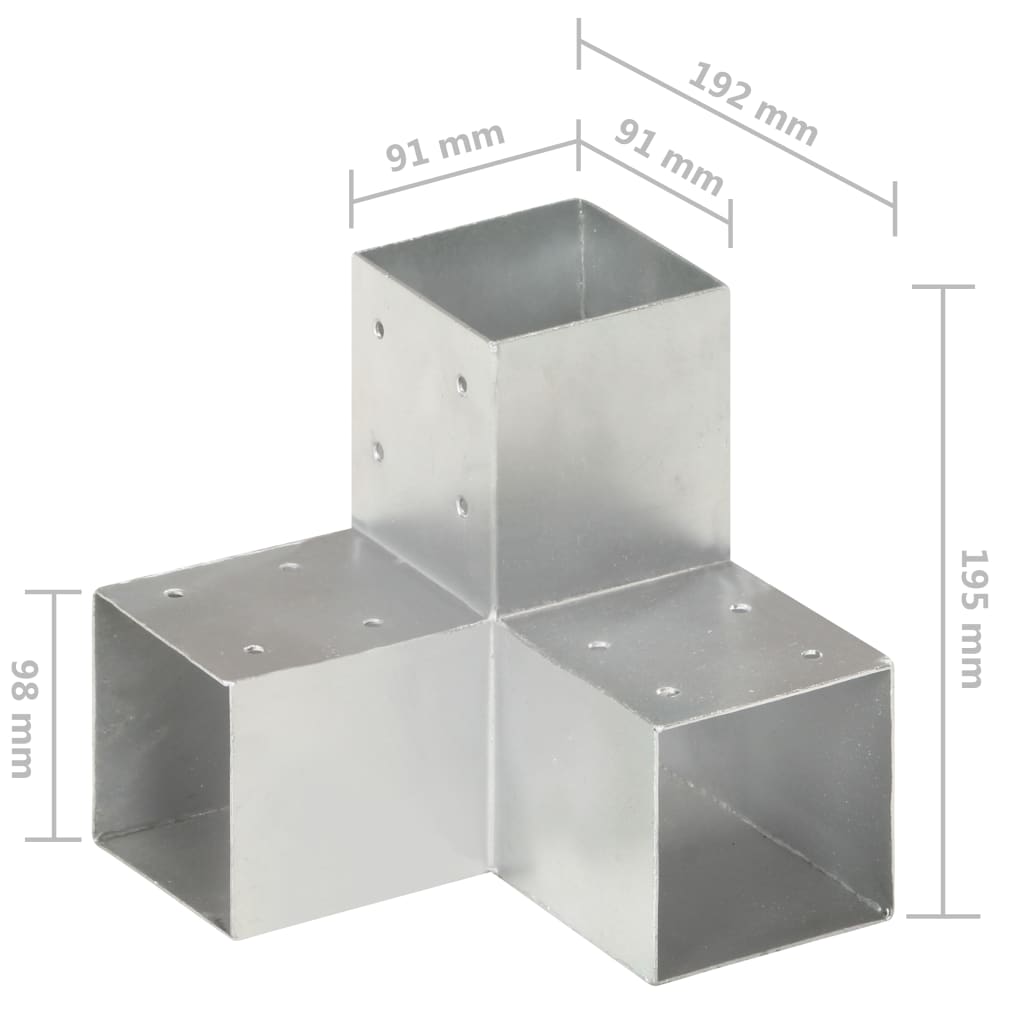 Connettori per Pali a Forma di Y 4 pz Metallo Zincato 91x91 mm