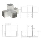 Connettore per Pali a Forma di X in Metallo Zincato 91x91 mm