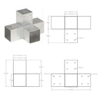 Connettori per Pali a Forma di X 4 pz in Metallo Zincato 91x91 mm