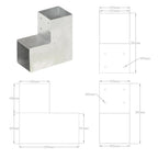 Connettore per Pali a Forma di L in Metallo Zincato 101x101 mm