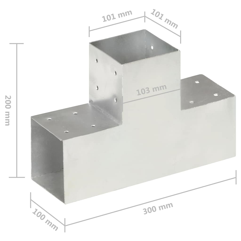 Connettori Pali a Forma di T 4 pz Metallo Zincato 101x101 mm