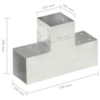 Connettori Pali a Forma di T 4 pz Metallo Zincato 101x101 mm