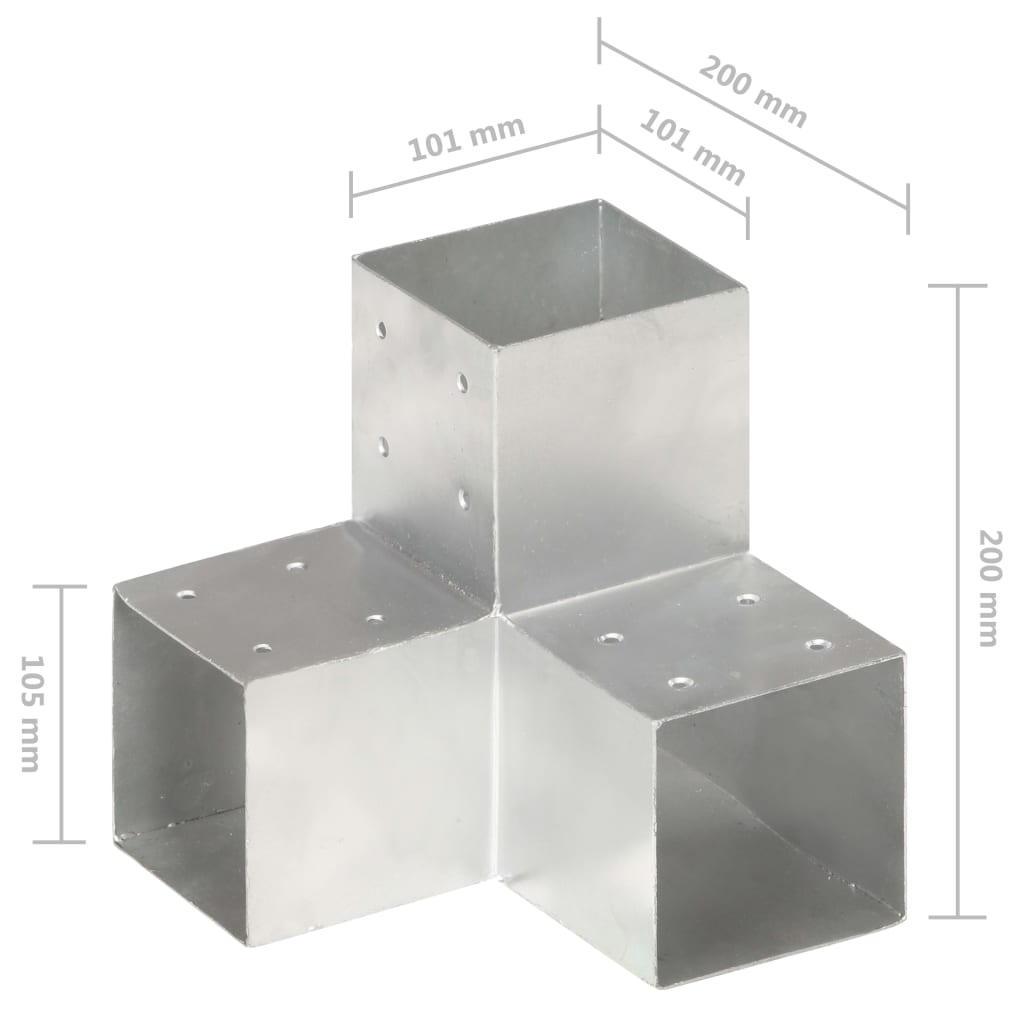 Connettori Pali a Forma di Y 4 pz Metallo Zincato 101x101 mm