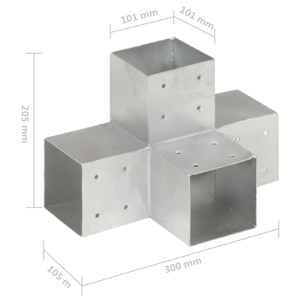 Connettore per Pali a Forma di X in Metallo Zincato 101x101 mm