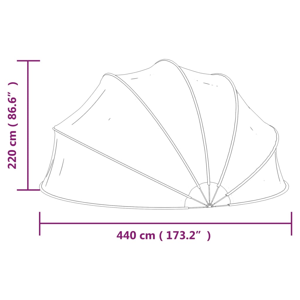 Cupola per Piscina 440x220 cm in PVC e Fibra di Vetro