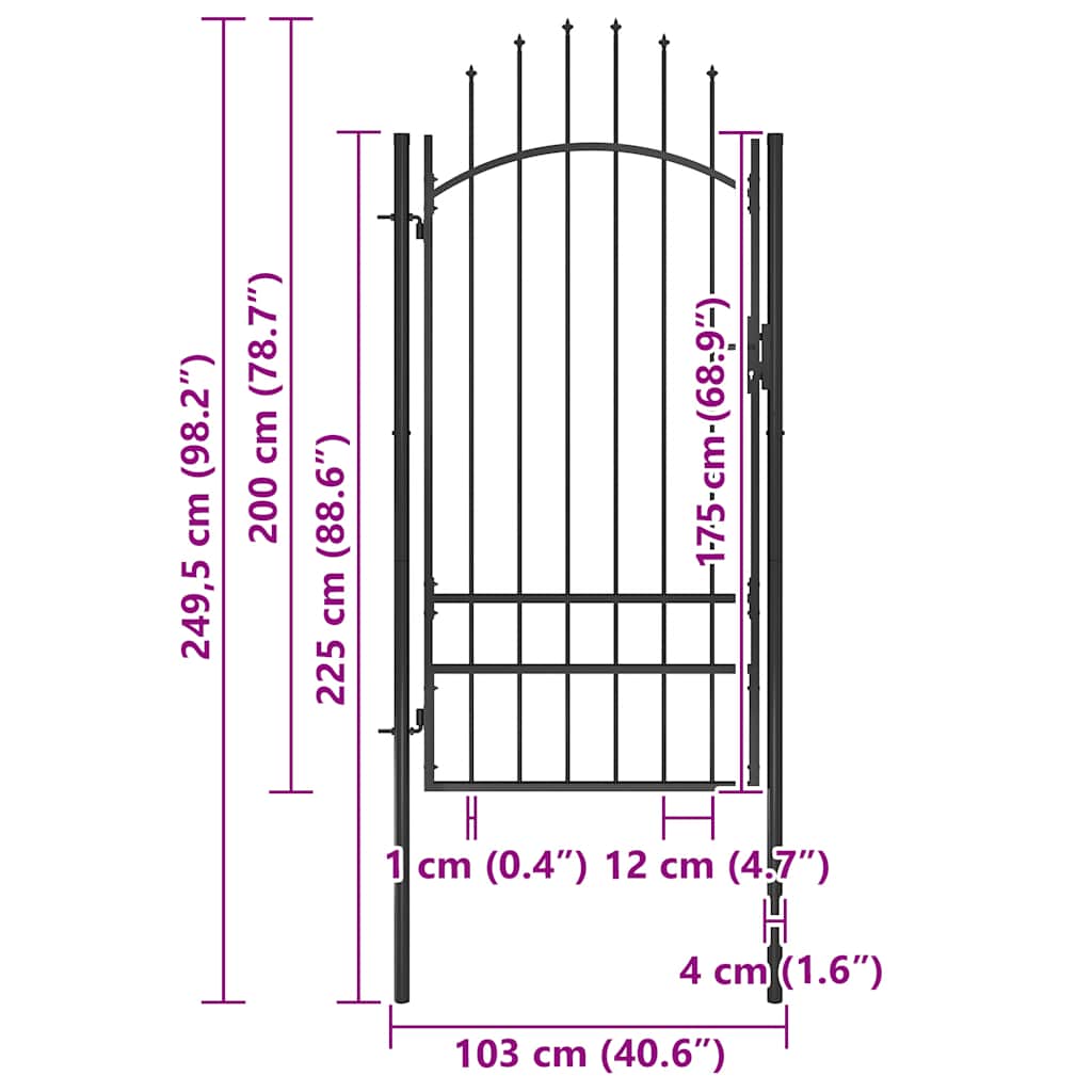 Cancello da Giardino Woerden in Acciaio 1x2 m Nero
