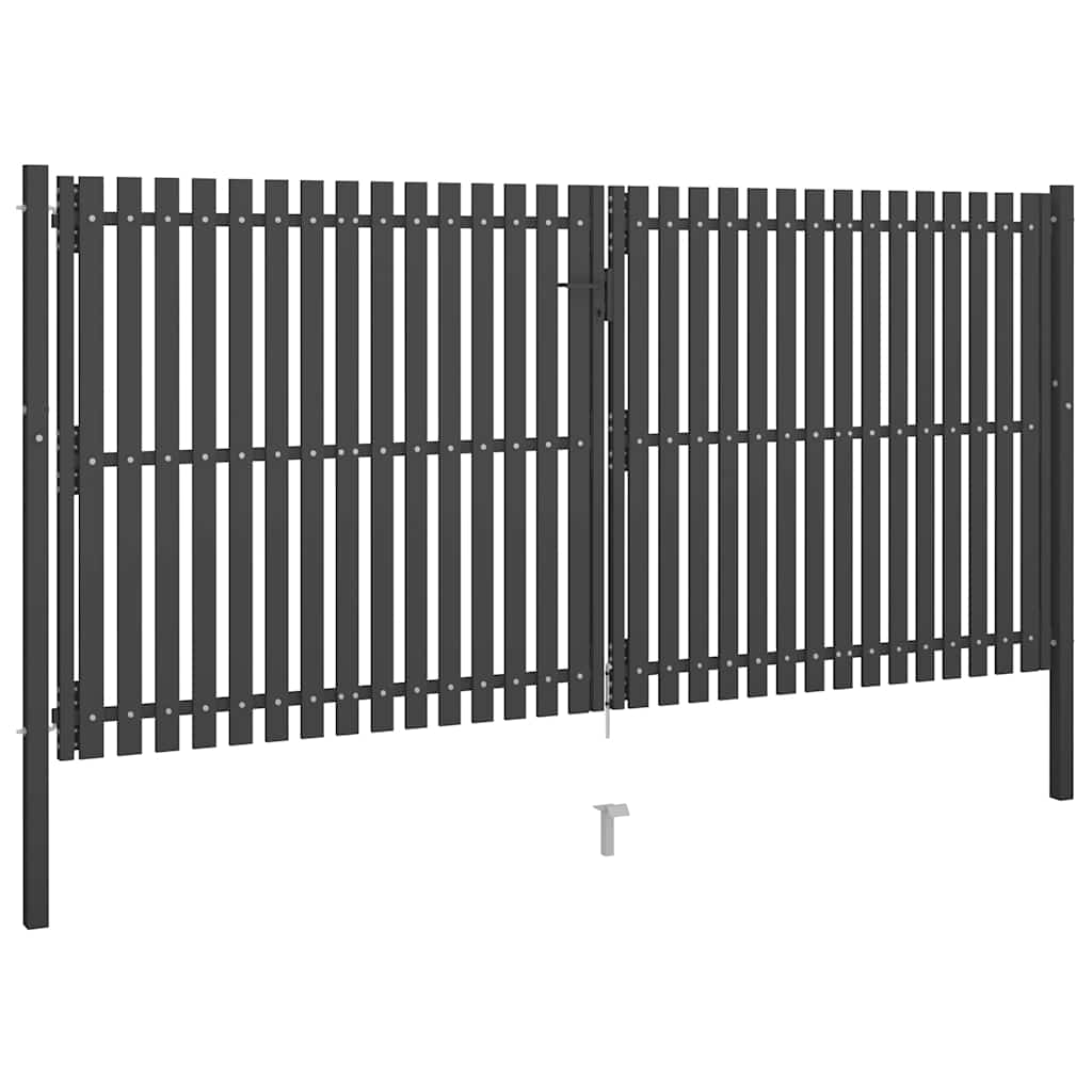 Cancello per Recinzione da Giardino in Acciaio 400x175 cm Antracite