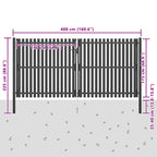 Cancello per Recinzione da Giardino in Acciaio 400x175 cm Antracite