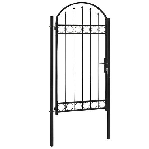Cancello per recinzione ASSEN con parte superiore ad arco in acciaio 102x200 cm Nero