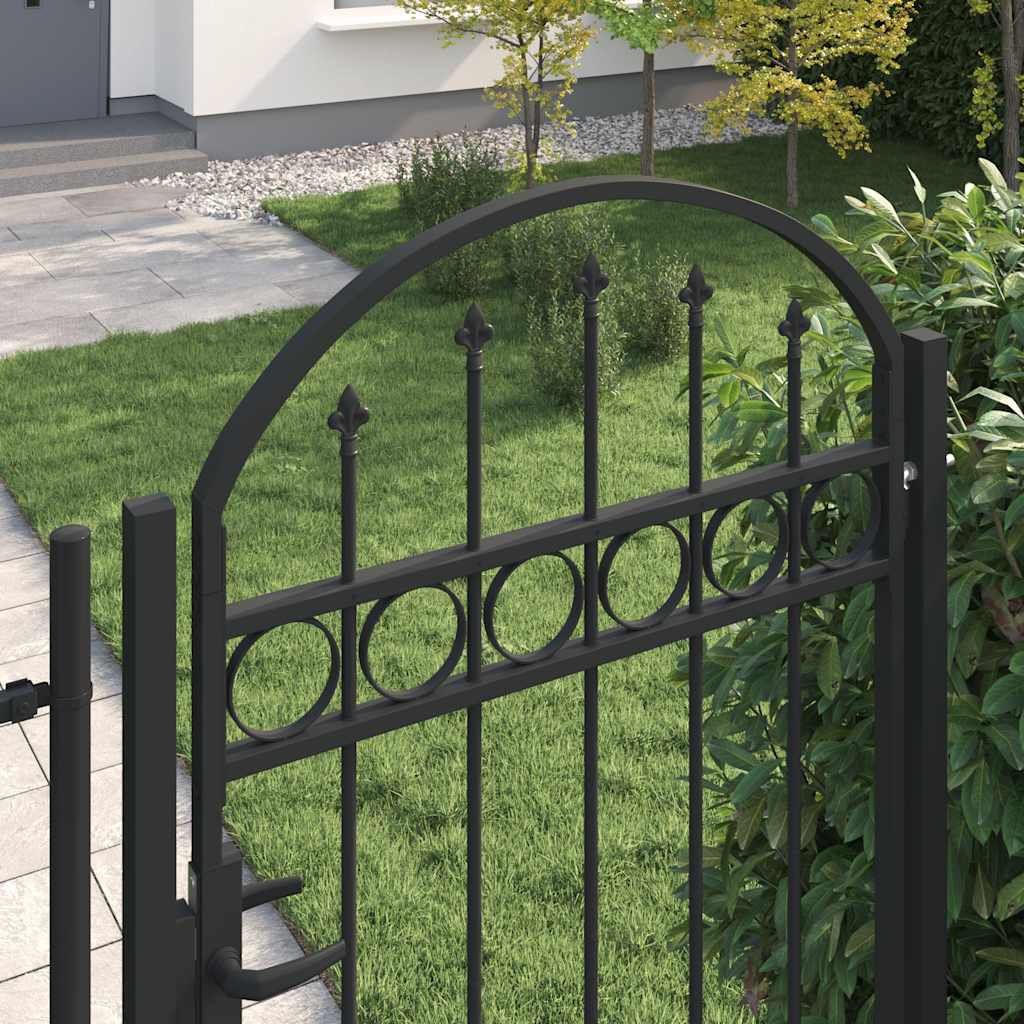 Cancello per recinzione ASSEN con parte superiore ad arco in acciaio 102x200 cm Nero