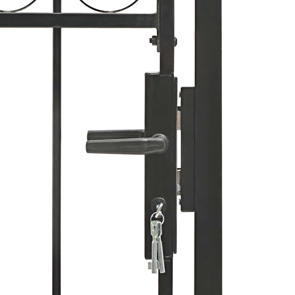 Cancello per recinzione ASSEN con parte superiore ad arco in acciaio 102x200 cm Nero