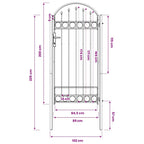 Cancello per recinzione ASSEN con parte superiore ad arco in acciaio 102x200 cm Nero