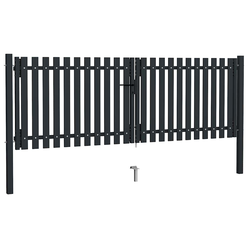 Cancello per Recinzione a Doppia Porta in Acciaio 300x125 cm Antracite