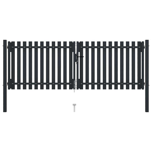 Cancello per Recinzione a Doppia Porta in Acciaio 300x125 cm Antracite