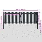 Cancello per Recinzione a Doppia Porta in Acciaio 300x125 cm Antracite