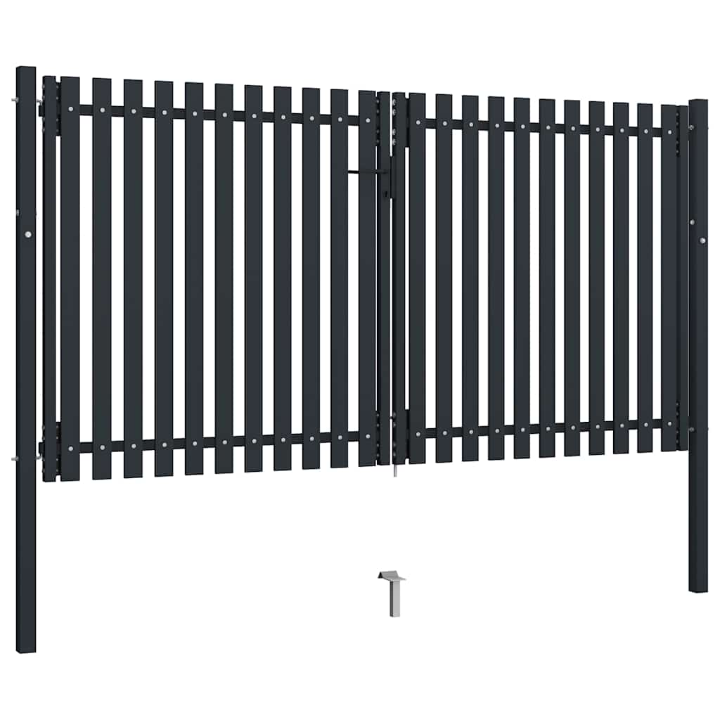 Cancello per Recinzione a Doppia Porta in Acciaio 300x150 cm Antracite