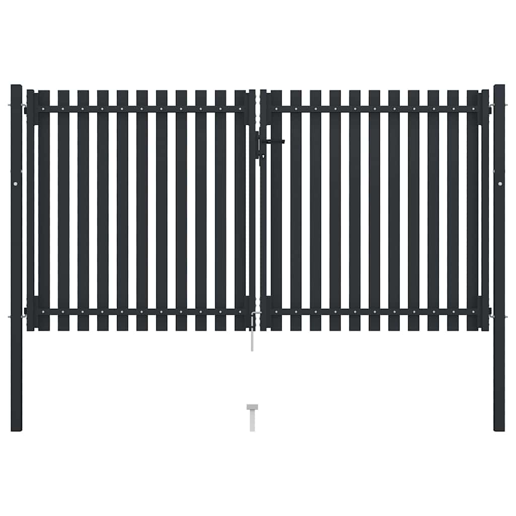 Cancello per Recinzione a Doppia Porta in Acciaio 300x150 cm Antracite