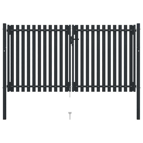 Cancello per Recinzione a Doppia Porta in Acciaio 300x150 cm Antracite