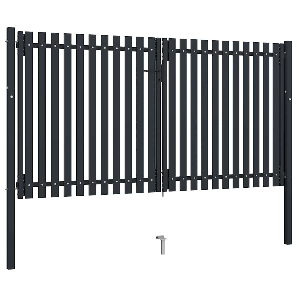 Cancello per Recinzione a Doppia Porta in Acciaio 300x175 cm Antracite
