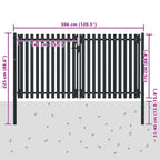 Cancello per Recinzione a Doppia Porta in Acciaio 300x175 cm Antracite