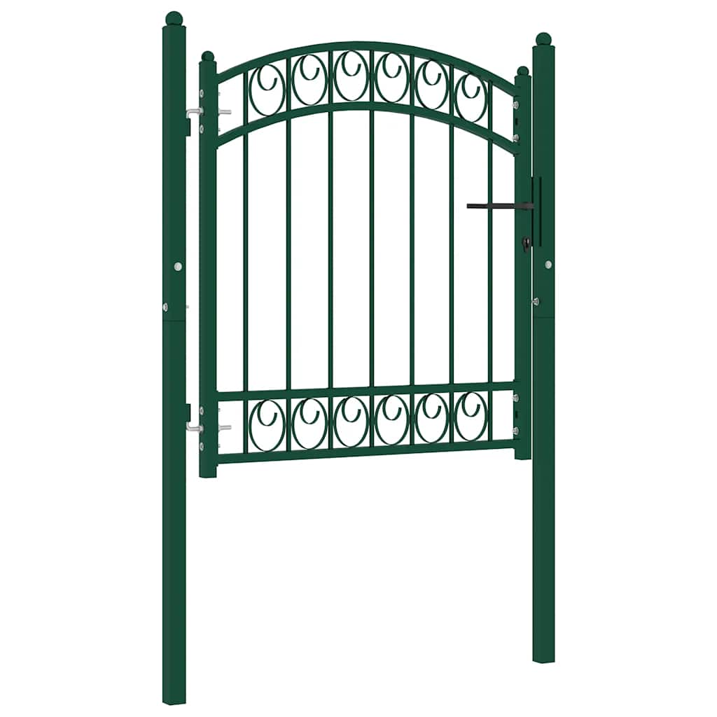 Cancello per recinzione EMMEN con parte superiore ad arco in acciaio 100x86 cm verde