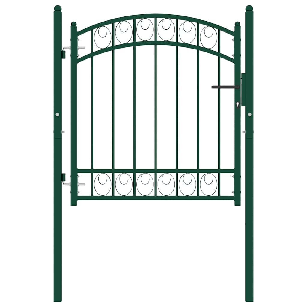 Cancello per recinzione EMMEN con parte superiore ad arco in acciaio 100x86 cm verde