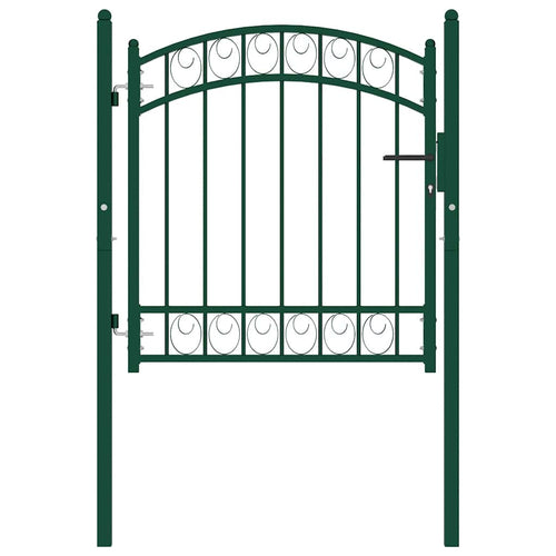 Cancello per recinzione EMMEN con parte superiore ad arco in acciaio 100x86 cm verde