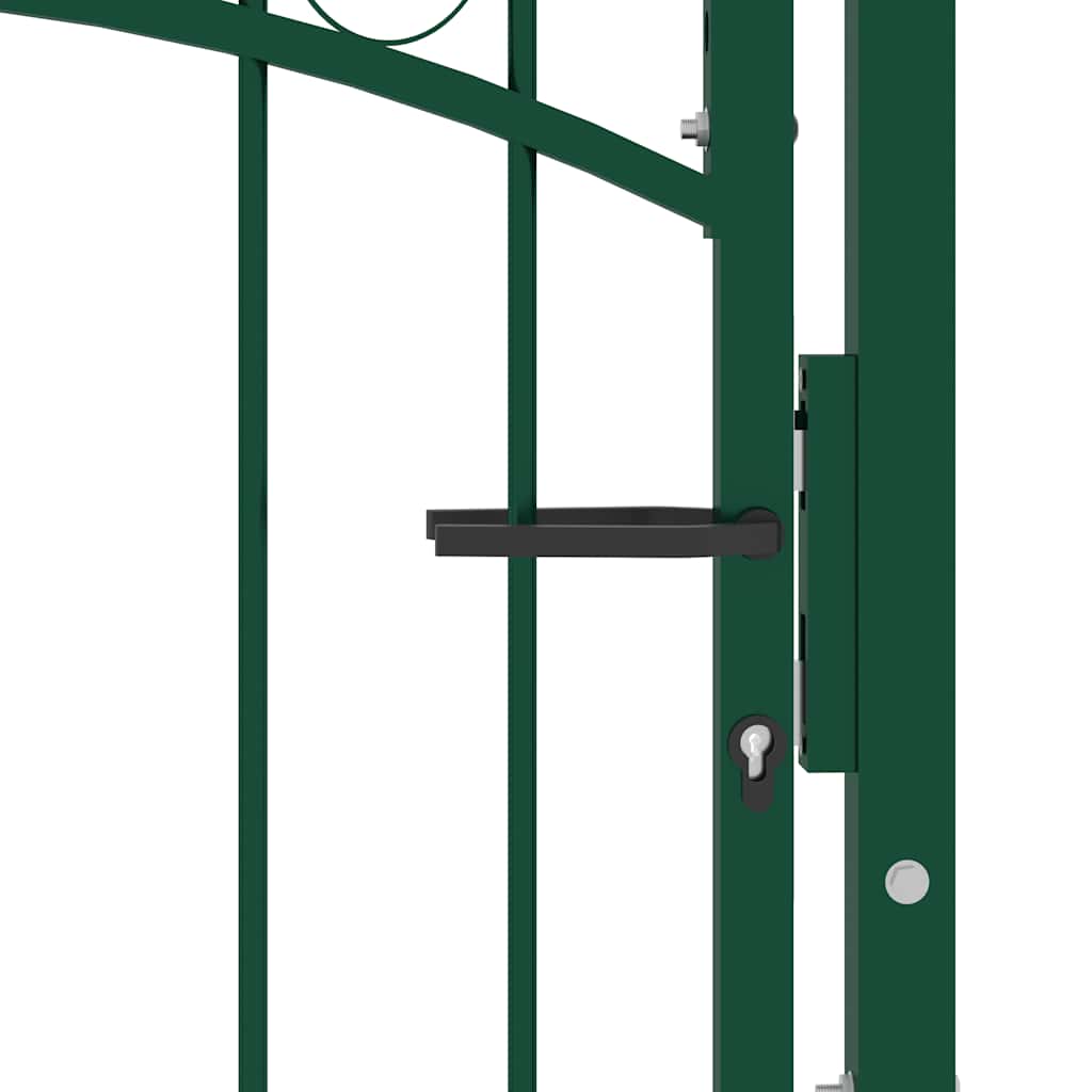 Cancello per recinzione EMMEN con parte superiore ad arco in acciaio 100x86 cm verde