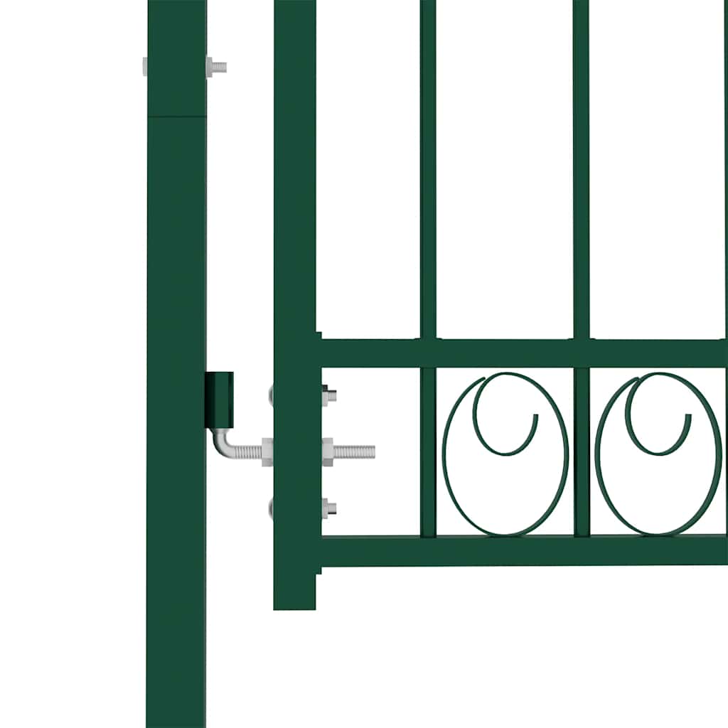 Cancello per recinzione EMMEN con parte superiore ad arco in acciaio 100x86 cm verde