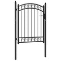 Cancello per recinzione EMMEN con parte superiore ad arco in acciaio 100x98,5 cm Nero