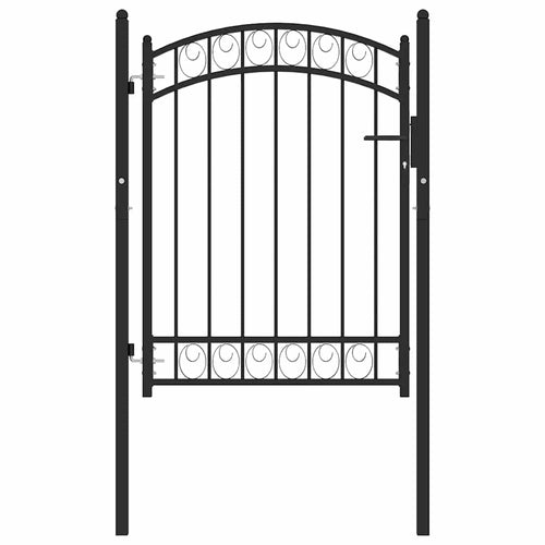 Cancello per recinzione EMMEN con parte superiore ad arco in acciaio 100x98,5 cm Nero